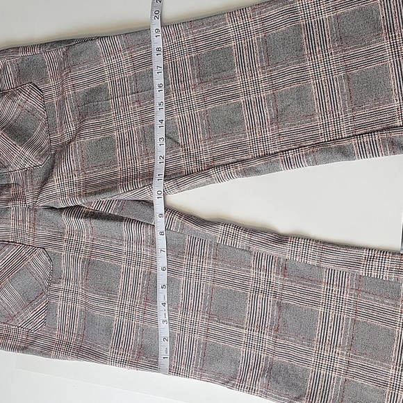 FREE People Plaid Boot Cut Pants Trousers Mid Rise Tartan Gray Red 4 NEW - Picture 11 of 14